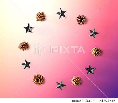Christmas pinecones with star ornaments 71294746