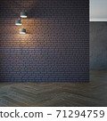 empty room with light and blank brick wall, 3d rendering 71294759