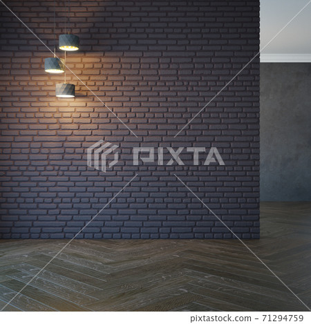 empty room with light and blank brick wall, 3d rendering empty room with light and blank brick wall, 3d rendering 71294759
