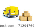 delivery van with a paper boxes on white background 71294769