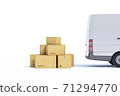 delivery van with a paper boxes on white background 71294770