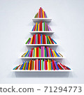 Christmas tree from books on the shelf, 3d rendering 71294773