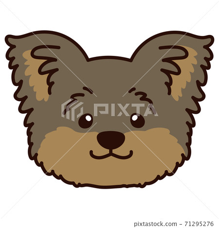 Simple and cute Yorkshire terrier front face illustration with main line 71295276