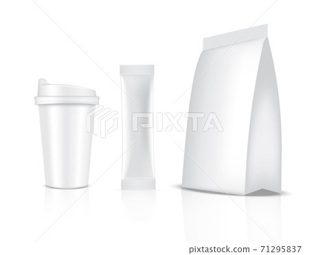 Download 3d Glossy Stick Sachet Mockup And Cup Isolated Stock Illustration 71295837 Pixta