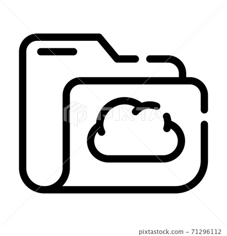 computer folder cloud storage line icon vector... - Stock Illustration ...