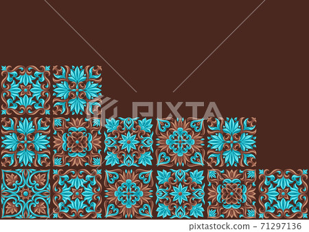 Italian ceramic tile pattern. Mediterranean porcelain pottery. 71297136
