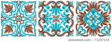 Italian ceramic tile pattern. Mediterranean porcelain pottery. Italian ceramic tile pattern. Mediterranean porcelain pottery. 71297154