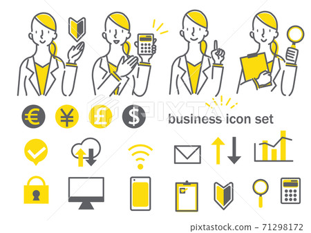 A simple and stylish line art business icon set for women 71298172