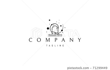 Vector logo on which an abstract image of a portal to other worlds on the background of stars and planets. 71299449
