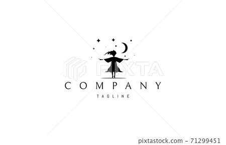 Vector logo on which an abstract image of a dancing girl under the starry sky. 71299451