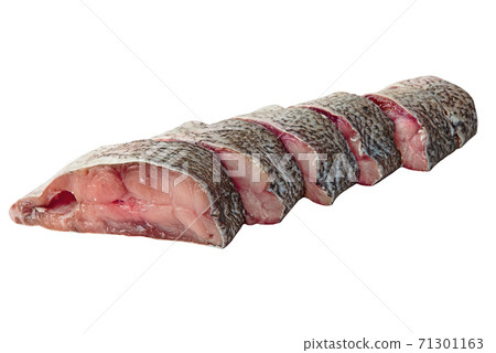 Sliced raw Silver carp fish isolated on white background. 71301163