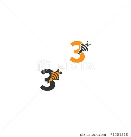 Number 3 bee icon creative design logo Number 3 bee icon creative design logo 71301218