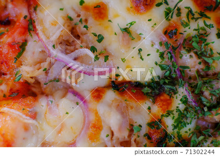 Macro shot of pepperoni pizza 71302244
