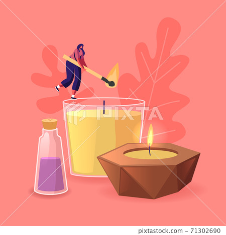 Tiny Female Burning Huge Wax or Paraffin Aromatic Candles for Aroma Therapy and Relaxation. Cute Hygge Home Decoration 71302690