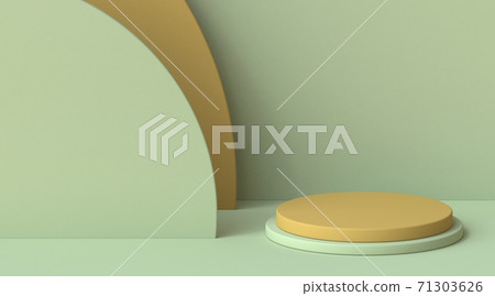 Abstract mock up cylinder podium with arcs 3D Abstract mock up cylinder podium with arcs 3D 71303626