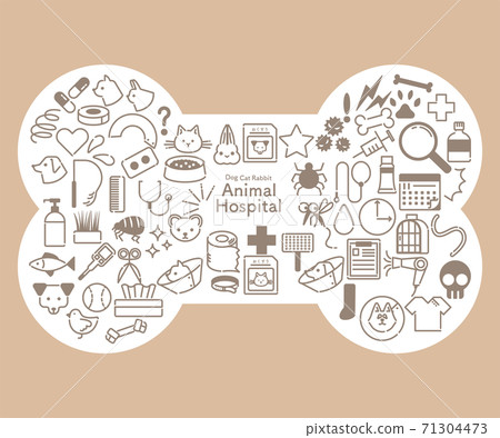 Hone-shaped brown veterinary hospital related icon set Hone-shaped brown veterinary hospital related icon set 71304473