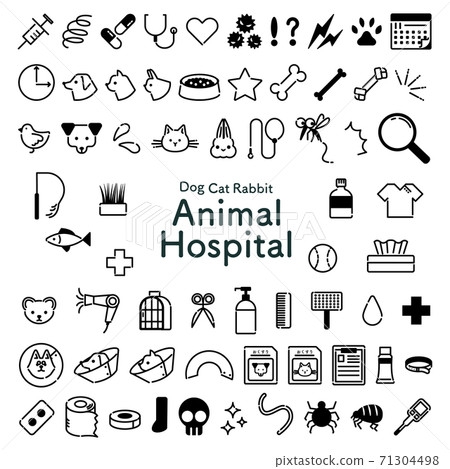 Monochrome veterinary clinic related icon set 71304498