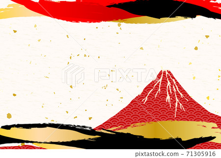 紅色富士和日本紙的浮世繪風格日本圖案背景 71305916