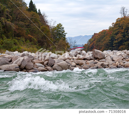 Tenryu boat descent, rapids and autumn scenery seen from the boat 71308016