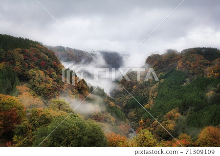 夢幻般的秋天蘇陽峽 照片素材 圖片 圖庫