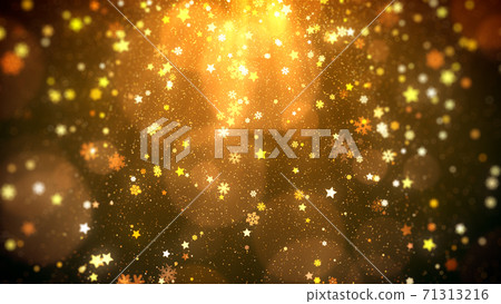 Gold christmas background with snowflakes, star and particles with shiny lights 71313216