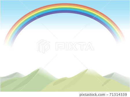 Landscape with rainbow, mountain (transparent background) 71314339
