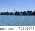 Kawatana-cho, Higashisonogi-gun, Nagasaki Prefecture, a row of houses like a boathouse built along the river 71315978