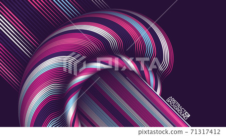 Abstract art backdrop. Colorful curly circle. Futuristic waves wallpaper with folds. Purple background simple. 71317412