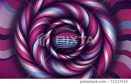 Flex illustration vector background. Curve art and warp pattern. Optical lines design. Stripes backdrop texture. Illusion effect, , striped distortion. Stripy element wallpaper, decorative ornate 71317415