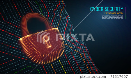 Cyber security lock vector on blue background. Communication network virus concept. Communication icon set. Information and digital communication. Cyber security lock vector on blue background. Communication network virus concept. Communication icon set. Information and digital communication. 71317607