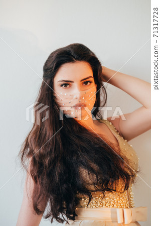 quarantine fashion festive look woman luxury mask 71317728