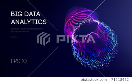 Big data visualization. Background 3d .Big data connection background. Cyber technology Ai tech wire network futuristic wireframe data visualisation. Vector illustration . Artificial intelligence . 71318452