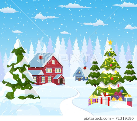 Suburban house covered snow. Suburban house covered snow. 71319190