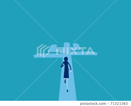 Businesswoman choosing way direction. Way to success 71321363