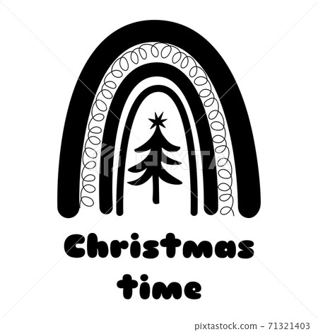 Christmas rainbow with Christmas tree. Black cute rainbow element isolated on white New Year vector Christmas rainbow with Christmas tree. Black cute rainbow element isolated on white New Year vector 71321403
