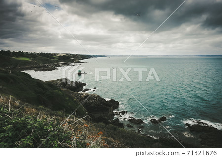 Lighthouse and coast landscape in Brittany, France 71321676