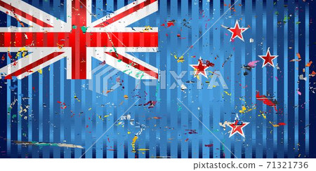 New Zealand flag with color stains 71321736