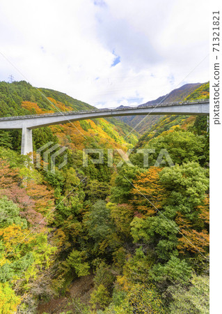 Aizuwakamatsu City Road on the Okawa Dam Lake seen from the running Aizu Railway train Aizuwakamatsu City Road on the Okawa Dam Lake seen from the running Aizu Railway train 71321821
