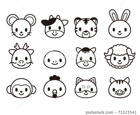 Zodiac face icon set (black and white) 71323541