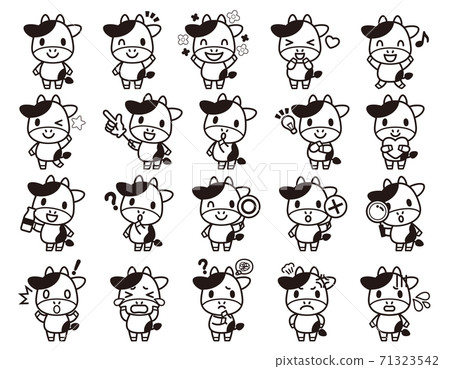 Cute cow character set (black and white) 71323542