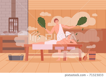 Sauna background. Spa relax warm therapy people... - Stock Illustration  [71323833] - PIXTA