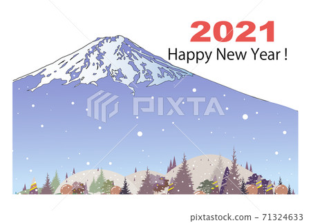 新年賀卡模板,白雪的富士山和Satomura 新年賀卡模板,白雪的富士山和Satomura 71324633