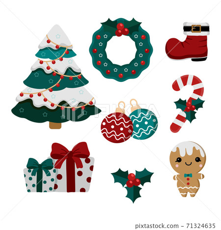 Christmas holiday cute elements set. Christmas holiday cute elements set. 71324635