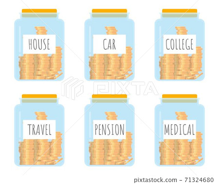 Glass jar with labeled savings vector illustration 71324680