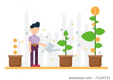 Concept of business success. Growing money tree in pot. Concept of business success. Growing money tree in pot. 71324731