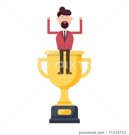 Businessman holding winner trophy vector illustration Businessman holding winner trophy vector illustration 71324752