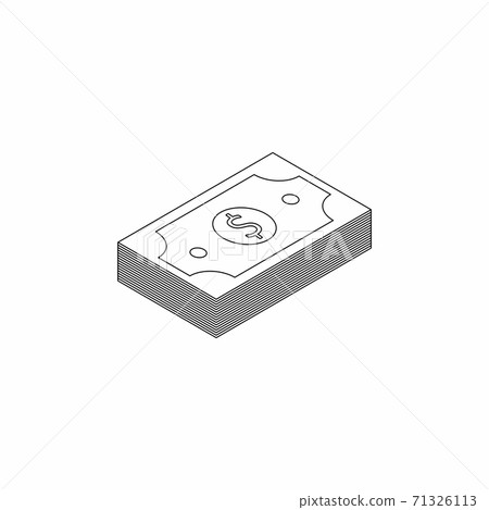Dollar Money - Black Outline icon vector isometric. Dollar Money - Black Outline icon vector isometric. 71326113