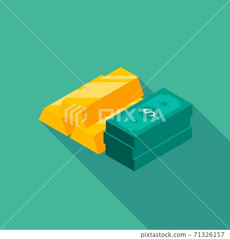 Gold Bar and Dollar icon vector isometric. - Stock Illustration ...