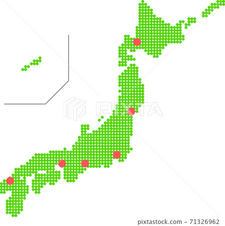 Japan Map Dot City Location 71326962