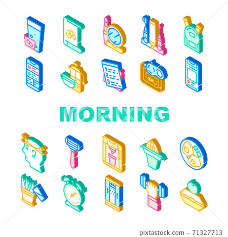 Morning Routine Daily Collection Icons Set Vector - Stock Illustration ...